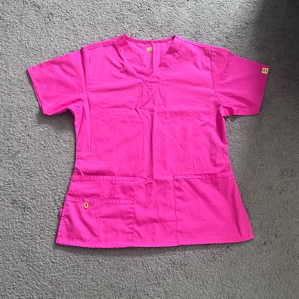 Pink V-Neck Scrub Top